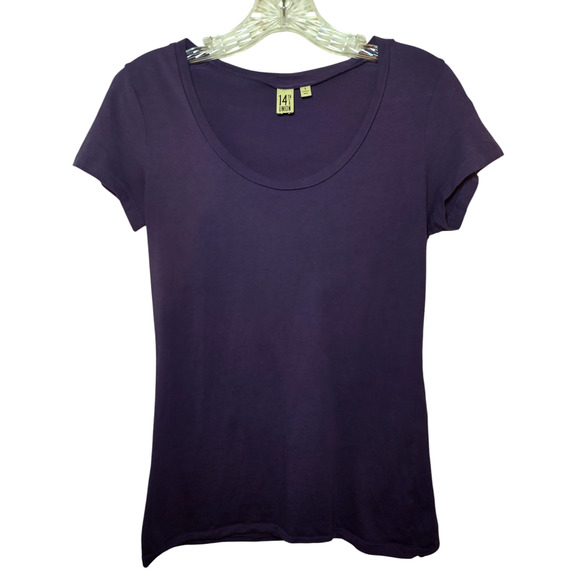 14th & Union Womens Pullover Cap Short Sleeve Scoop neck Tee Shirt Small Purple - Picture 8 of 12